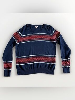 Mossimo Supply Co Navy Fair Isle Sweater XXL 100% Cotton